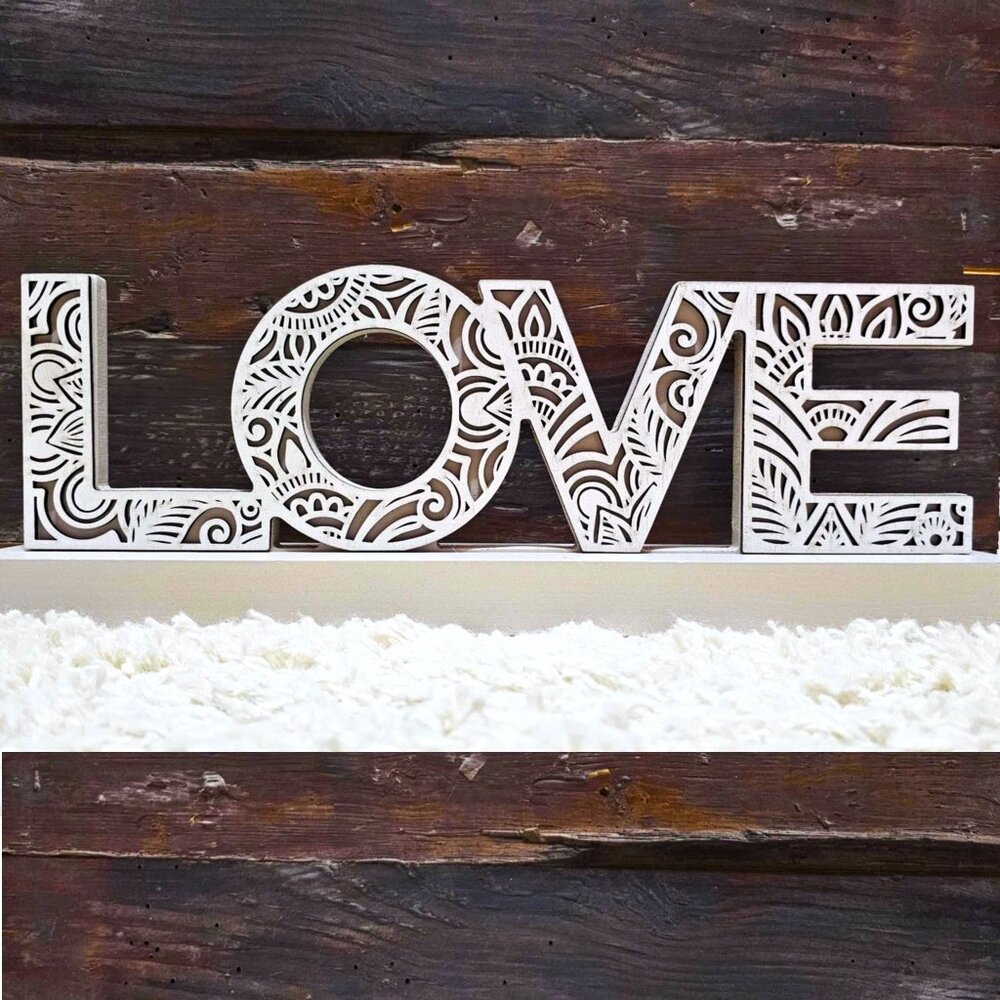 "LOVE". Table or Shelf Wood Home Décor. NWT. - Picture 2 of 15